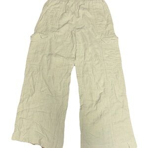 Light Sage Green Wide-Leg Pants Raw Hem